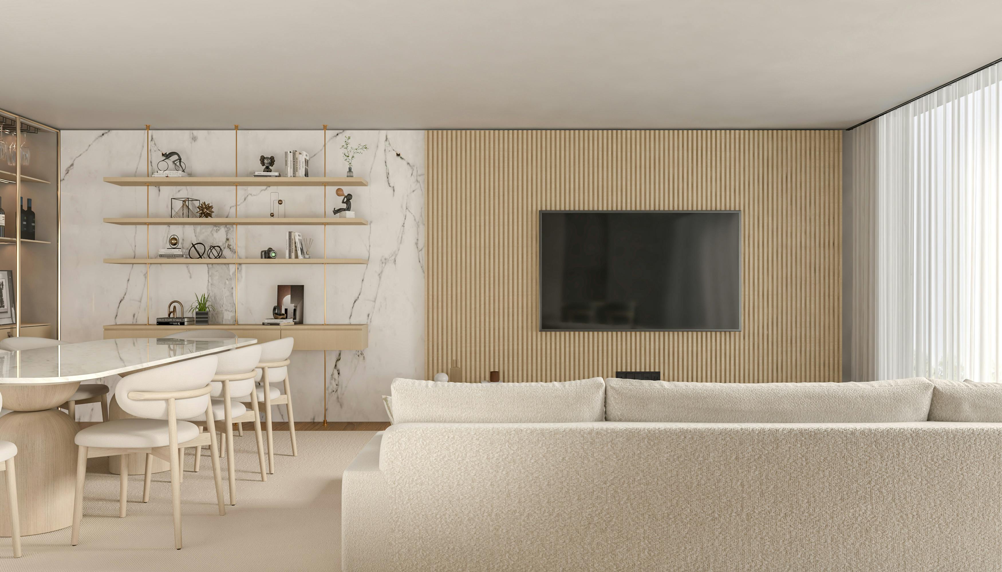 Salon beige et tendance