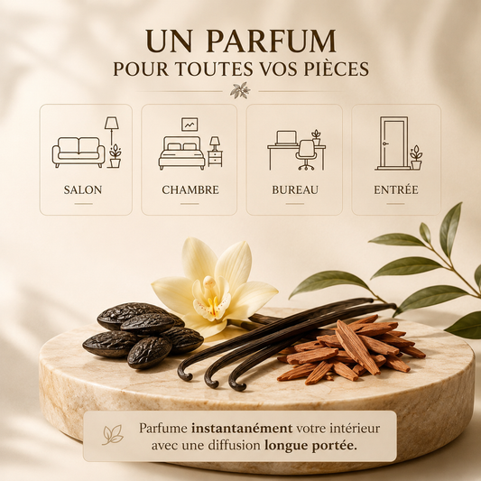 Diffuseur de parfum intérieur Fève de Tonka pour salon, chambre, bureau et entrée