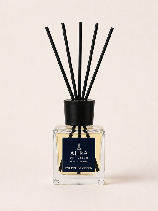 Vaporisateur interieur Poudre de Coton 100 ml Aura Diffusion, spray parfum pour la maison