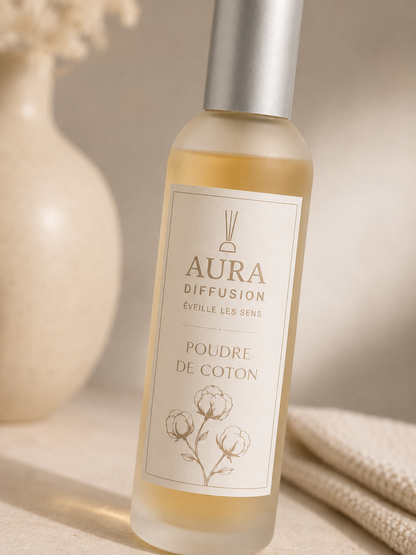 Spray parfume Poudre de Coton Aura Diffusion, vaporisateur interieur 100 ml