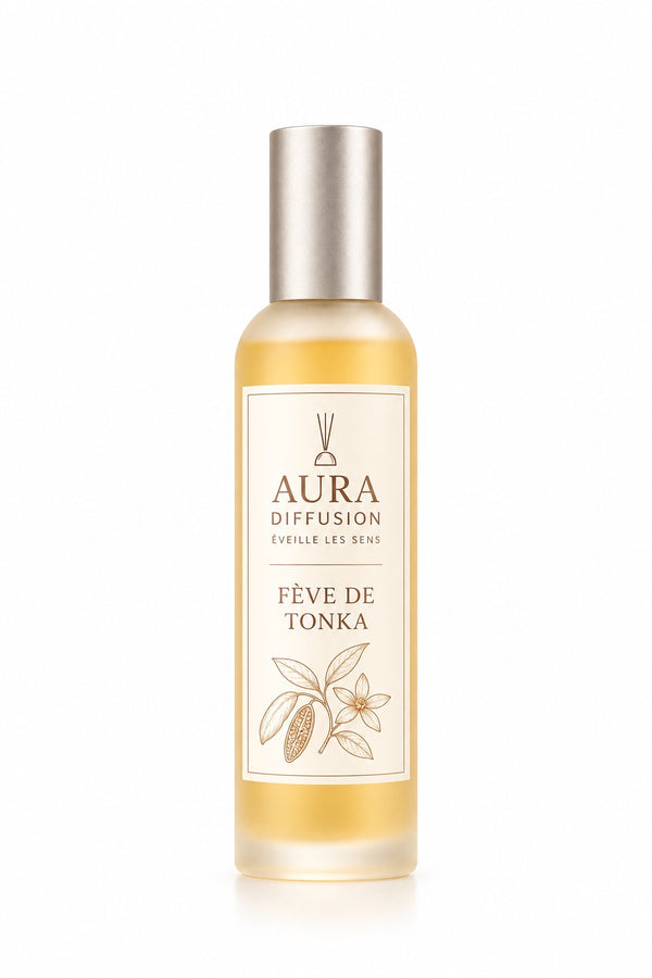 Vaporisateur Fève de Tonka 100 ml Aura Diffusion sur fond blanc